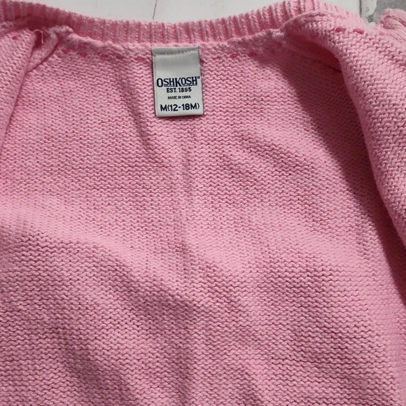 Y2K OshKosh B'gosh A For Apple Pink Knit Toddler Sweater 3pc Set 12/18m - Picture 3 of 11